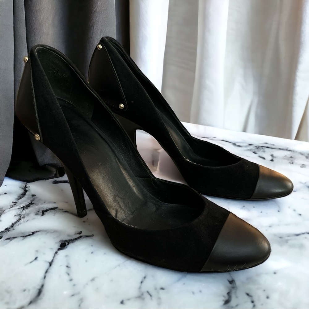 Gucci black suede and leather heels size US 8.5